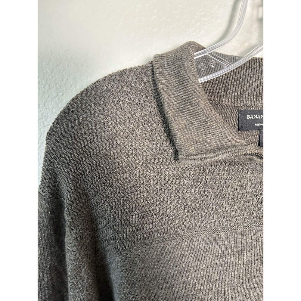 Banana Republic Mens M Brown Silk Cashmere Blend Quarter 1/4 Zip Sweater Medium - Picture 5 of 8